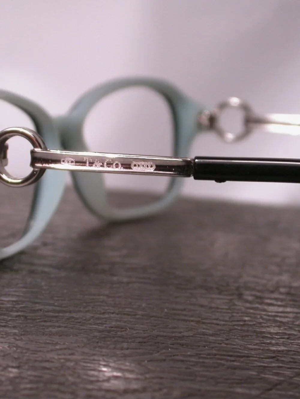 Authentic Tiffany Black Blue and Chrome Ring Eyeglasses Frames Made in Italy